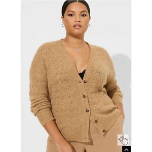 Torrid Vegan Cashmere Boyfriend Cardigan V-Neck Drop Shoulder Sweater Sz 3 22-24